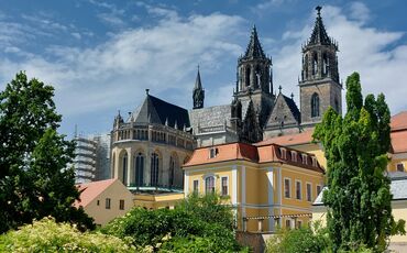 Blick auf den Dom von Magdeburg in Sachsen-Anhalt